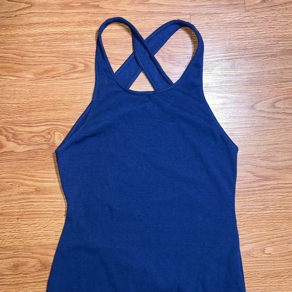 Bordeaux Navy Ribbed Midi Dress from Anthropologie